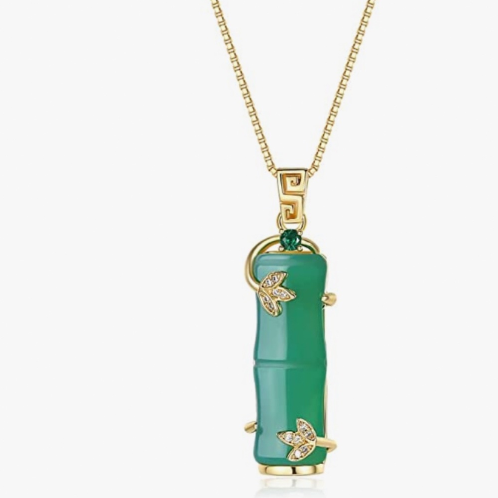 Jade Necklace for Women Jade Jewelry for Women Jade Crystal Necklace 18K Gold Pl